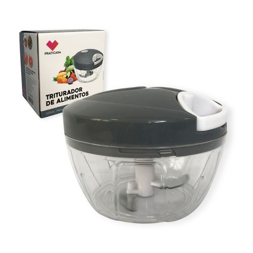 Processador De Alimentos Manual Triturador Com 3 Lâminas 500ml Cinza