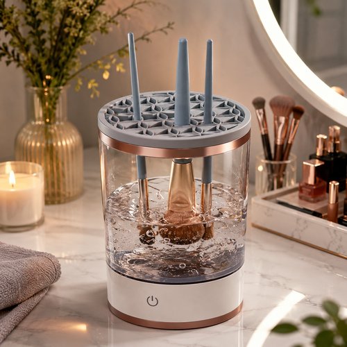 Limpador Elétrico para Pincéis de Maquiagem - Branco