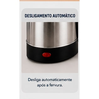 KIT Chaleira Elétrica e Bule Difusor com filtro - 127 ou 220V Jarra 1,8 Litros Resistente Inox Cromada Prático