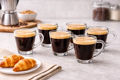 Conjunto Com Canecas 6 Peça de Vidro Expresso 70ml
