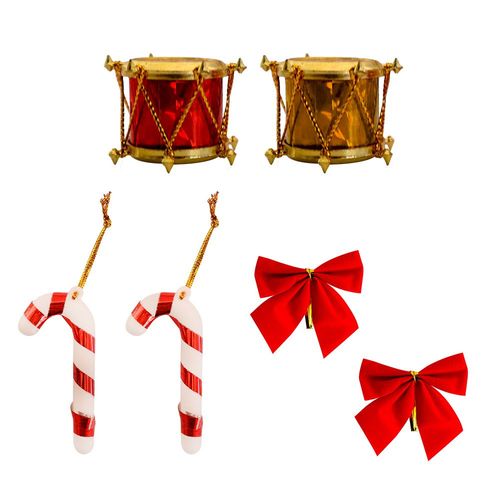 Kit Enfeites Natalinos 20 Itens - Laço Papai Noel e Presentes