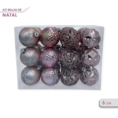 Kit 24 Bolas de Natal 6cm – Decoração Natalina Rosé
