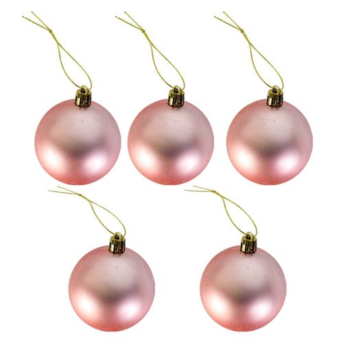Kit Enfeites de Natal Bolas e Estrela Dourado e Rosa