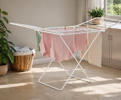 Varal De Chão Com Abas Buenos Aires Aço - Branco 8Kg