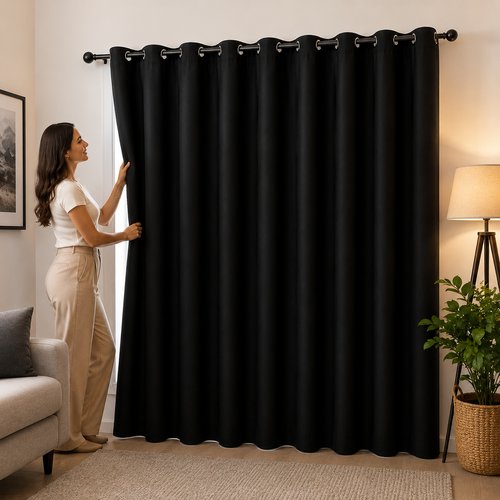 Cortina Blackout com ilhós 200x140cm -Preta