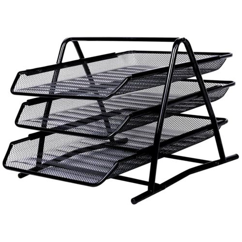 Organizador de Papéis com 3 Bandejas - Preta