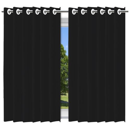 Cortina Blackout com Forro 2 em 1 Voil Preto com ilhos - 280x180cm