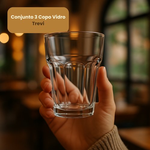 Conjunto 3 Copo Vidro Trevi 350ML