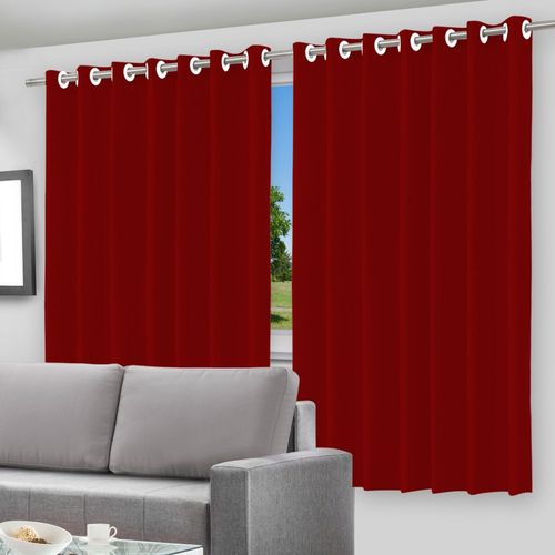 Cortina Blackout com Forro 2 em 1 Voil Vermelho com ilhos - 280x180cm