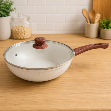 Kit Frigideira Nanocerâmico Granito com Tampa 28cm - Creme