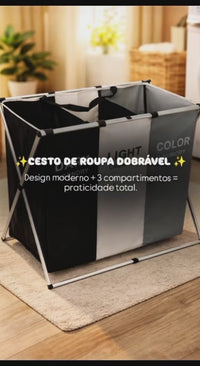 Cesto de Roupas Multiuso com 3 Compartimentos