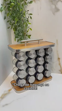 Conjunto 16 Potes de Condimentos Vidro 80ml - Inox