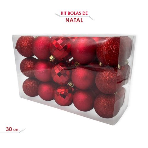 Kit 30 Bolas de Natal 5cm – Decoração Natalina Vermelha