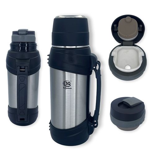 WE DROP - Garrafa Térmica 2,5 Litros Grande Camping Conserva 24 horas - Cinza