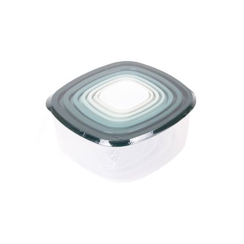Conjunto 7 Potes Quadrado de Plástico com Tampa - Sortida