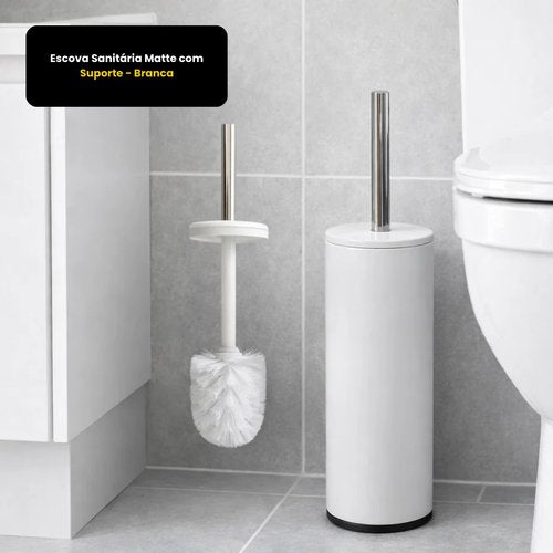 Escova Sanitária Matte com Suporte - Branca