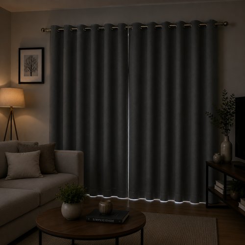 Cortina Black- out Película Ilhós 280x250 - Cinza