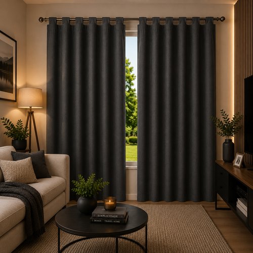 Cortina Black- out com alças 280x280cm - Cinza