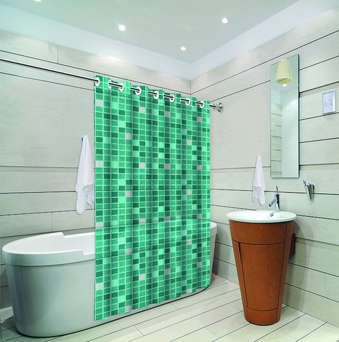Cortina de Box Pastilha Verde c/ ilhos
