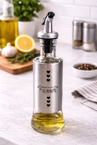 Galheteiro Azeite Vinagre 300 Ml Vidro Aço Inox Dosador