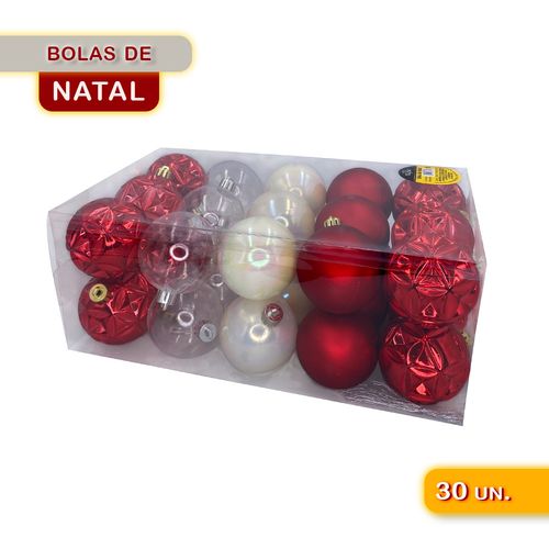 Kit 30 Bolas de Natal Vermelhas 6cm - Enfeite para Árvore