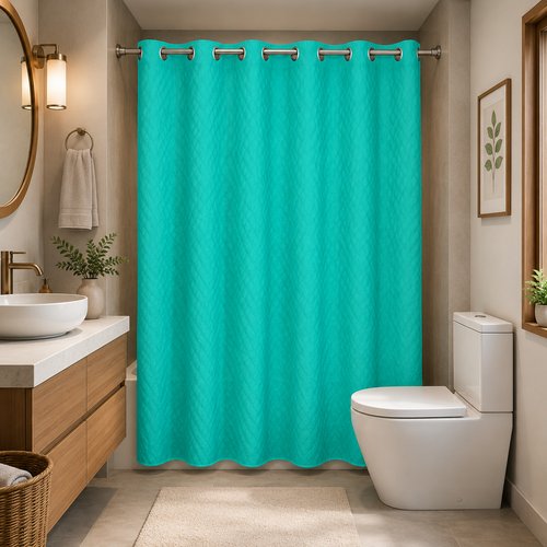 Cortina de Box Estampa 3D com Ilhós 1,38m x 1,98m - Azul Tiffany