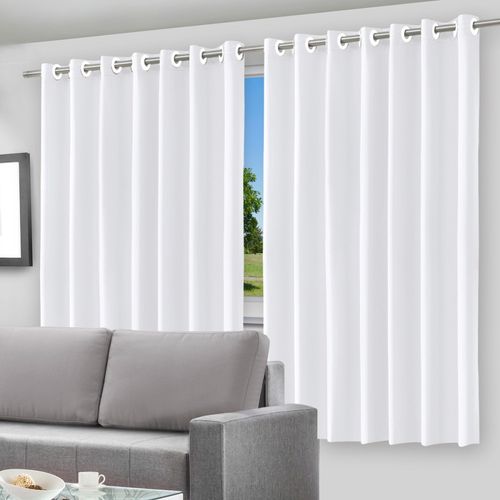 Cortina Blackout com Forro 2 em 1 Voil Branco com ilhos - 280x220cm