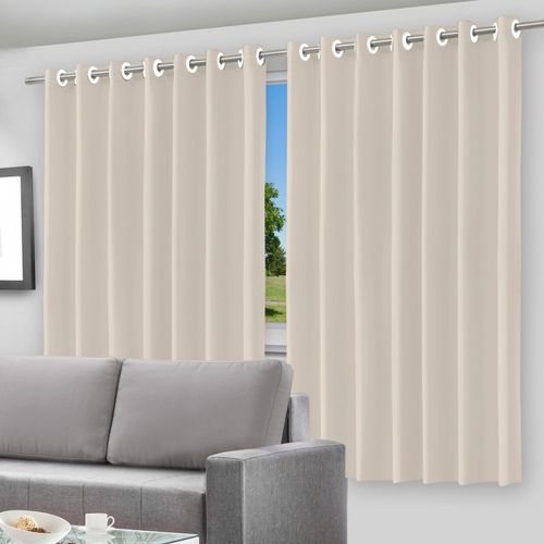 Cortina Blackout com Forro 2 em 1 Voil Bege com ilhos - 280x220cm